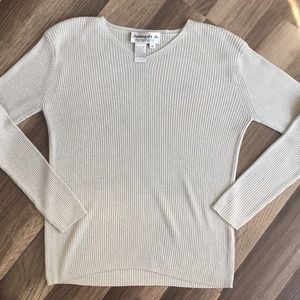 Joseph A. Silk metallic silvery sparkly sweater XL